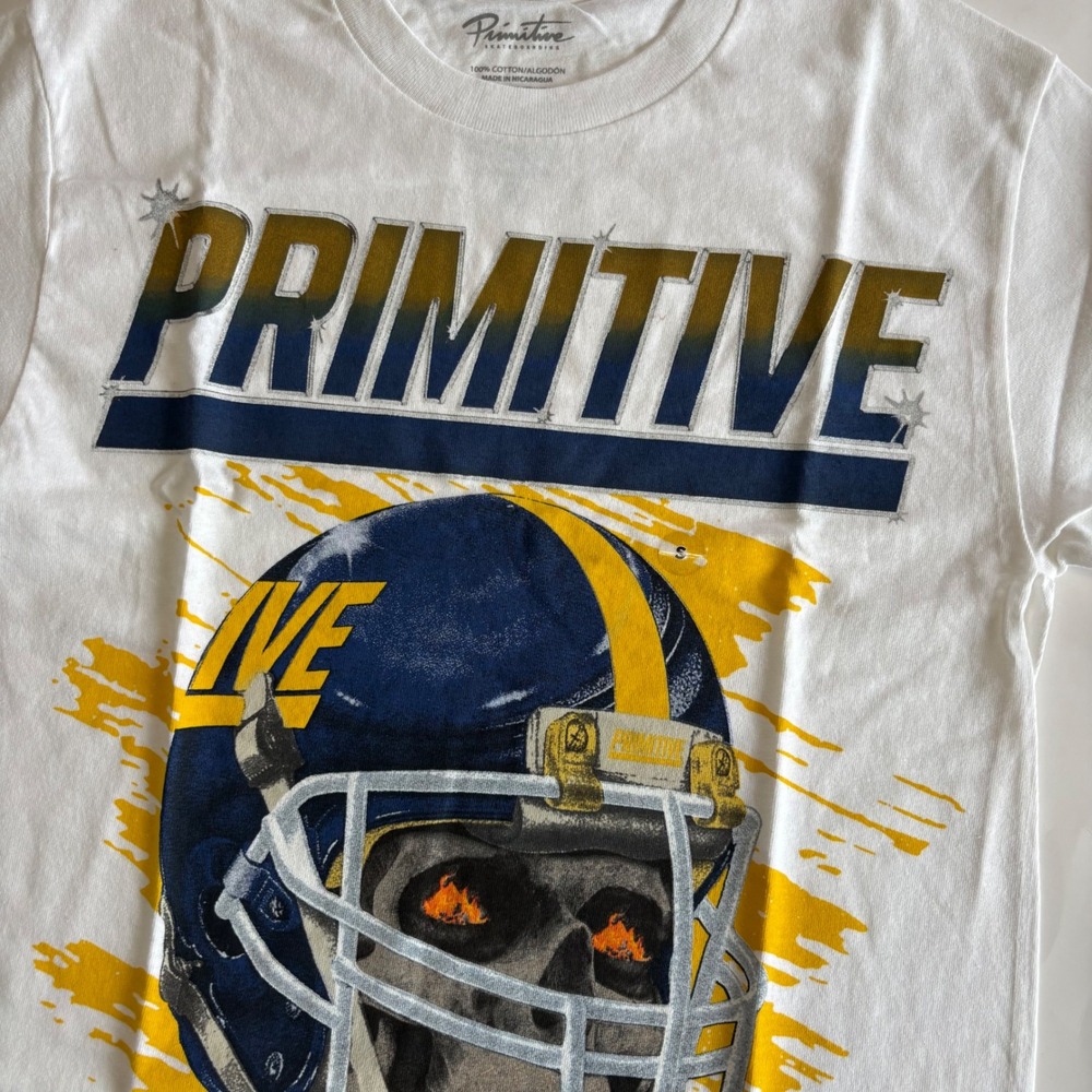Primitive Men's Small Worldwide Champions Tee Football‎ Helmet Skull Blue NEW